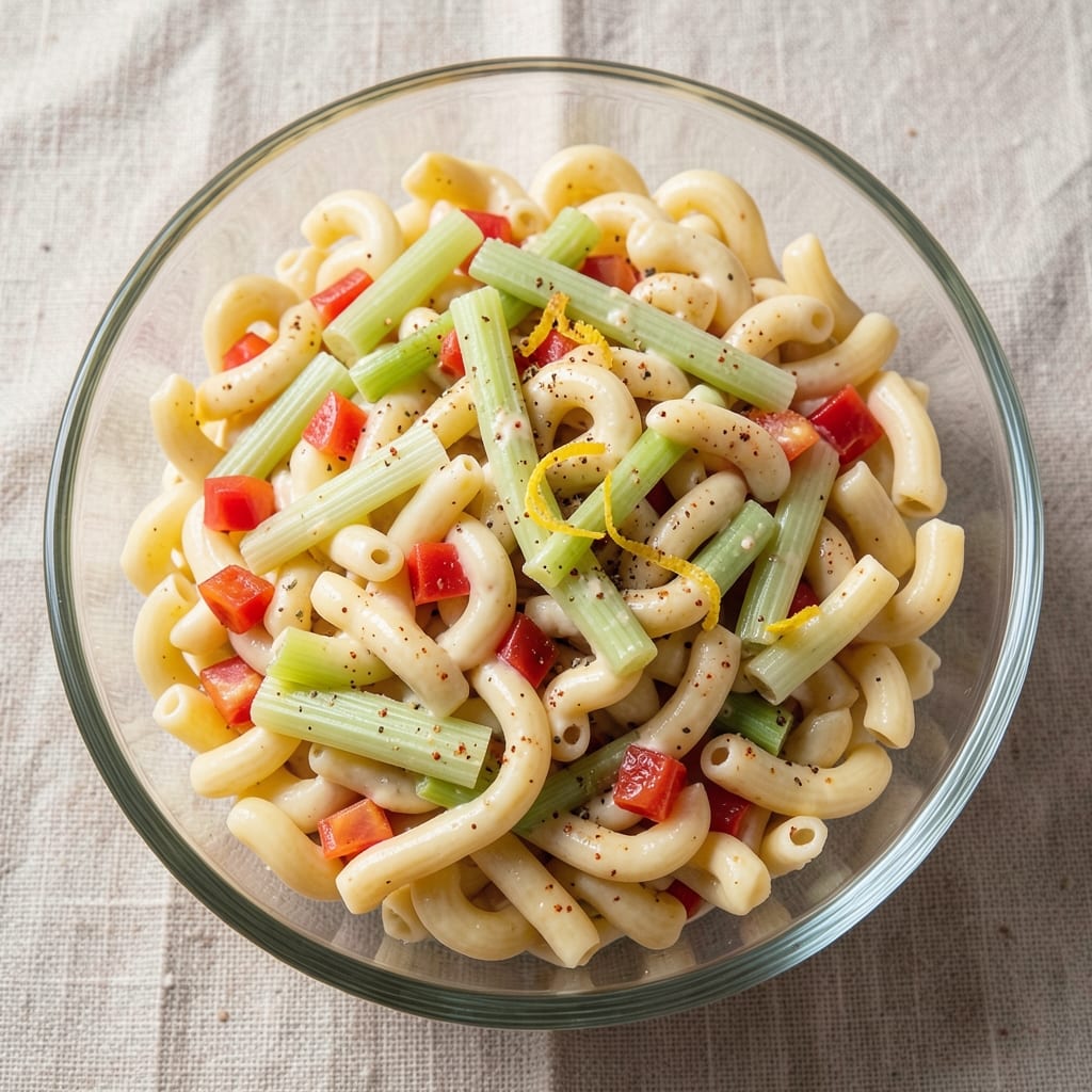 2-Lb Macaroni Salad Recipe: Crispy Croutons and Cool Creamy Balance