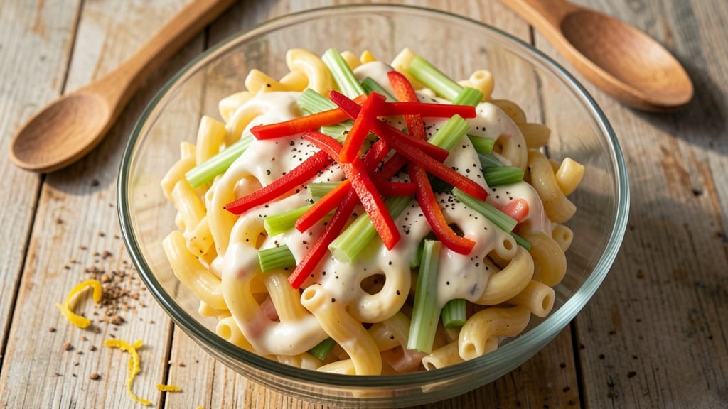 Macaroni Salad Recipe With Cream Cheese: Velvety Cream Cheese Base With Crunchy Celery Bites