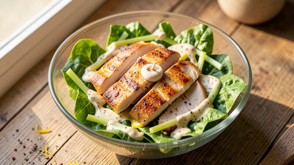 Caesar Salad With Chicken Breast Recipe: Grilled Chicken and Crisp Celery Crowns