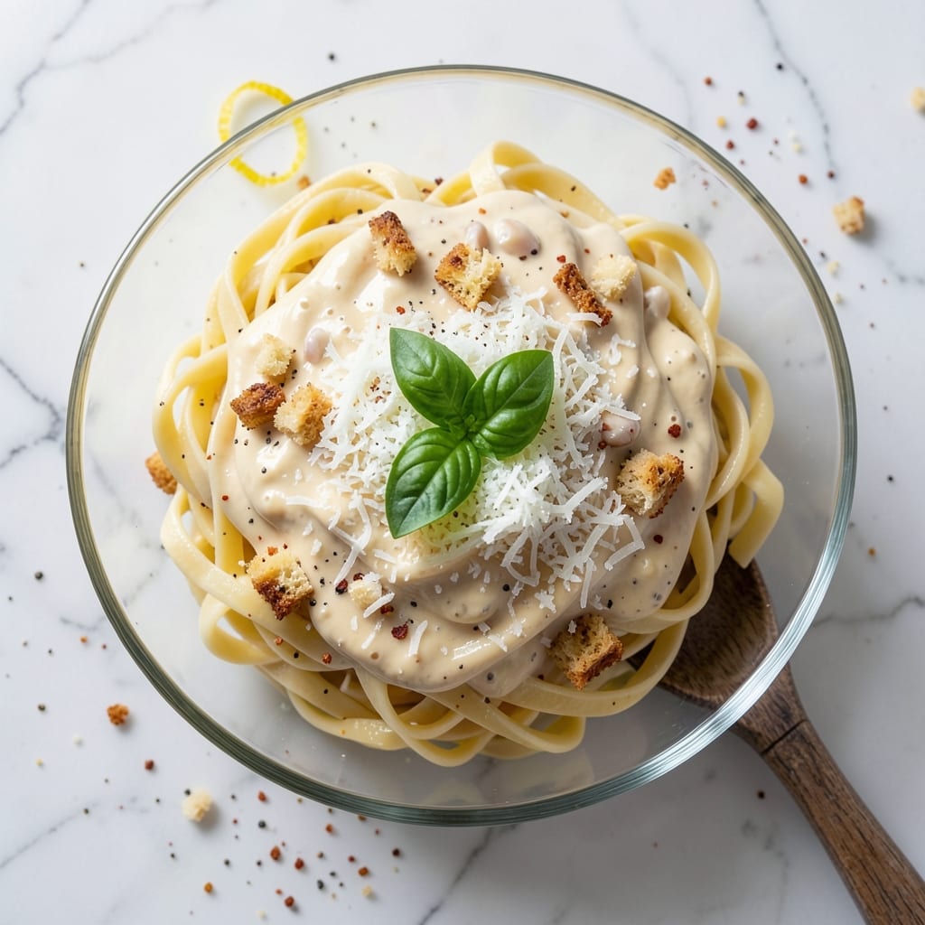 Alfredo Salad Recipe: Creamy Parmesan Pasta With Toasted Garlic Crunch