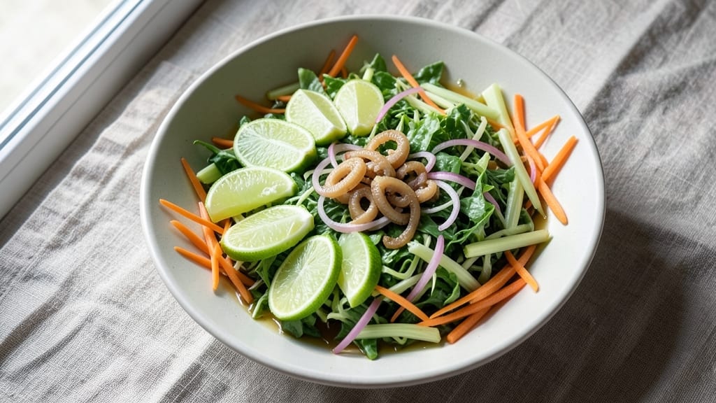 Arnis Junior Salad Recipe: Crisp Celery Crowns and Tangy Anchovy-Parmesan Velout