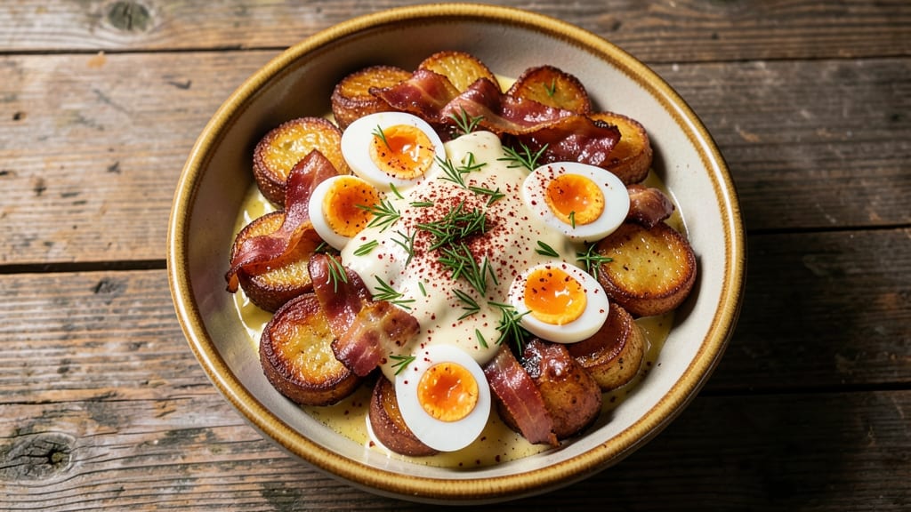 Backwater Jack's Fried Potato Salad Recipe: Crispy Potatoes Over Tangy Ranch Velout