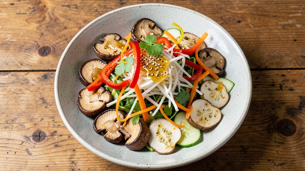 Asian Mushroom Salad Recipe: Umami-Packed Crunch With Sesame-Garlic Glaze