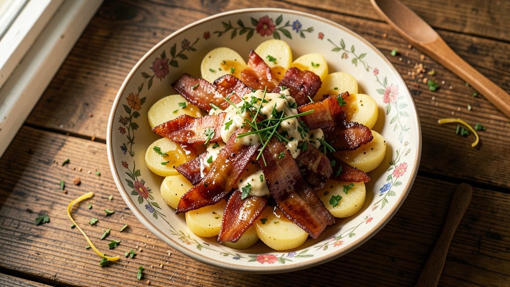 Old Fashioned German Potato Salad Recipe with Bacon: Smoky Bacon Crunch Over Creamy Mustard-Vinegar Bliss