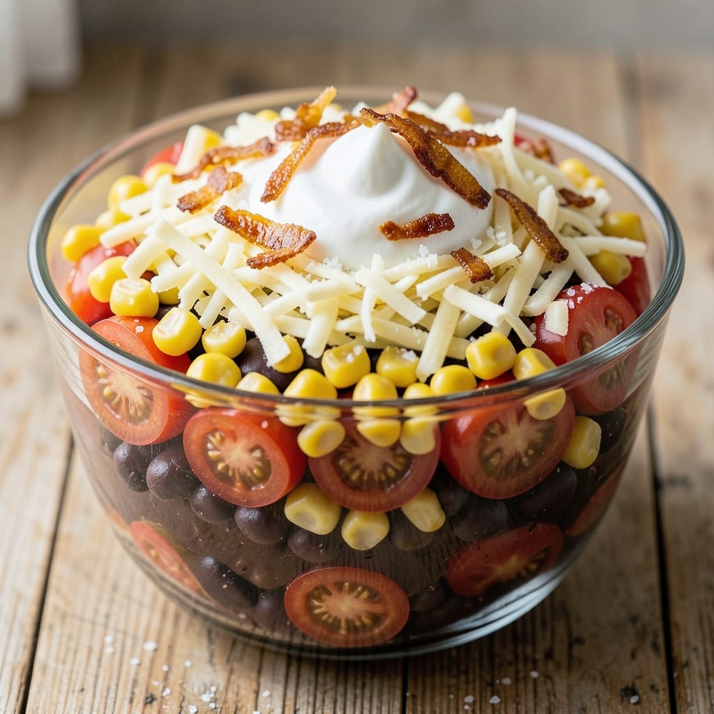 7 Layer Vegetable Salad Recipe: Colorful Stacks of Crunch and Cream