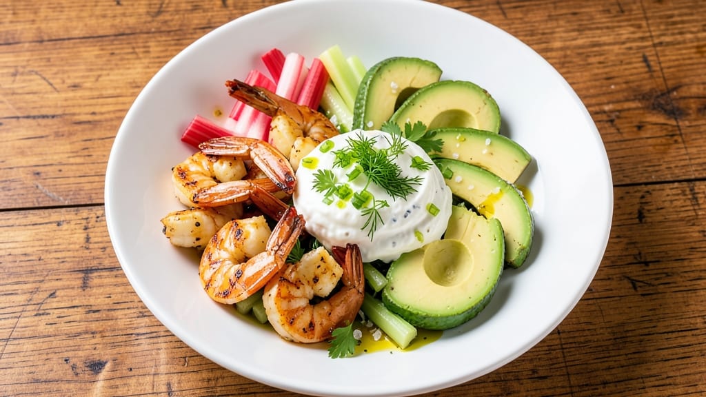 Avocado Shrimp Salad Recipe: Natasha's Kitchen Creamy Herb Velout with Crisp Celery Crowns