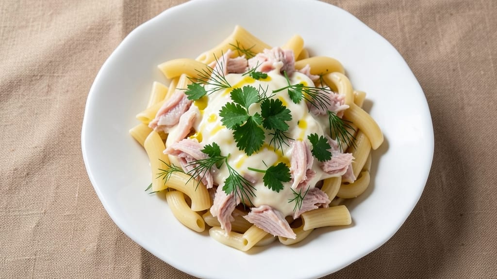 Basic Tuna Macaroni Salad Recipe: Chilled Pasta with Flaky Tuna and Zesty Herb Dressing
