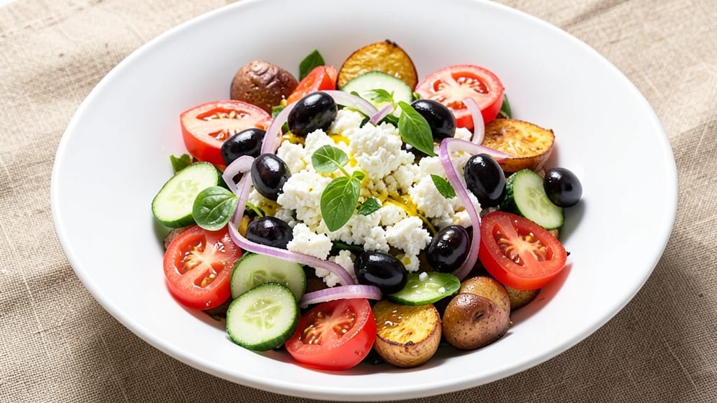 Authentic Greek Salad With Potato Recipe: Mediterranean Crunch Meets Creamy Twist