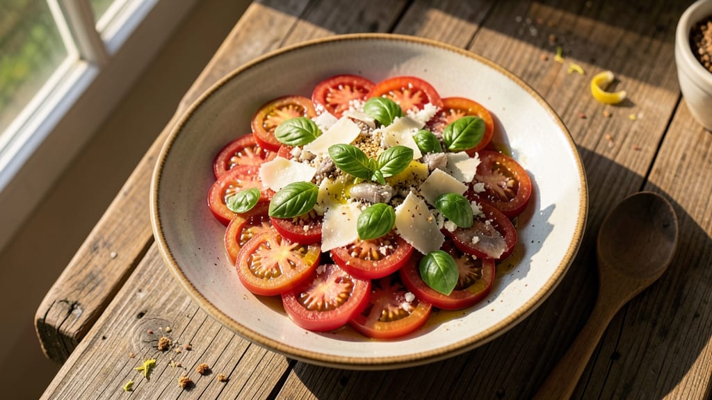 Bar Nestor Tomato Salad Recipe: Anchovy-Parmesan Creaminess with Sweet Tart Tomatoes