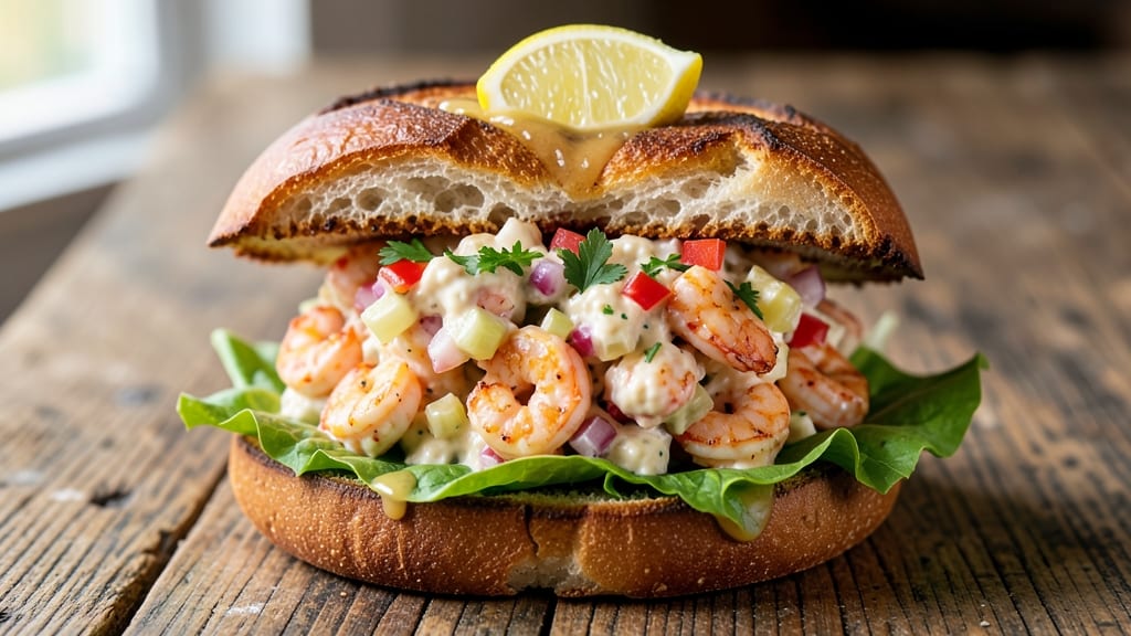 Cajun Shrimp Salad Sandwich Recipe: Smoky-Spiced Protein With Crispy Crouton Crunch