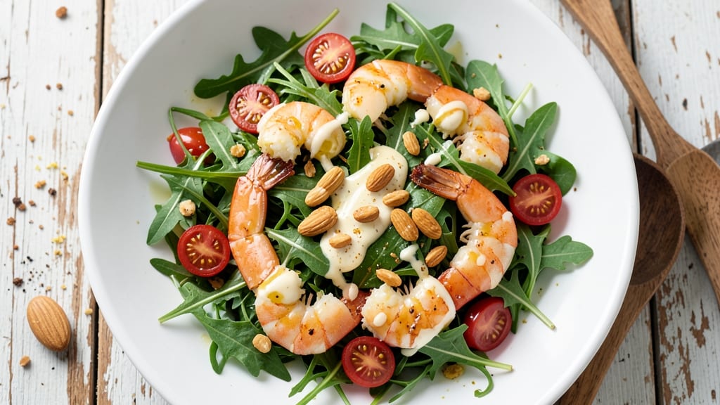 Arugula Shrimp Salad Recipe: Peppery Heat Meets Sweet Butter Poached Shrimp