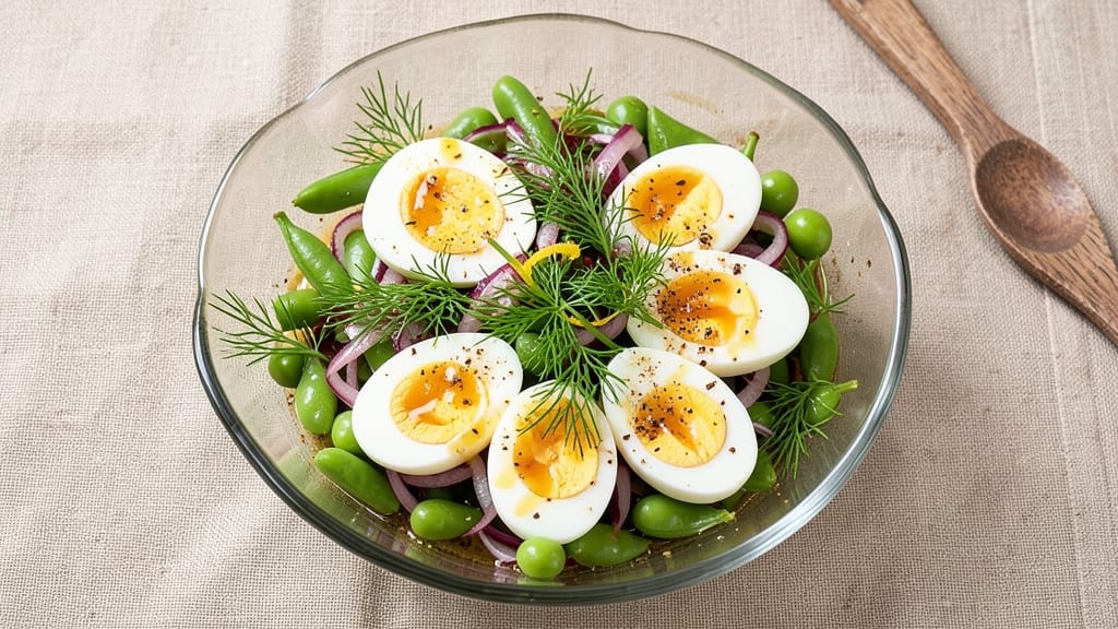 Pea Salad Recipe With Boiled Eggs: Crisp Egg Whites and Herby Freshness