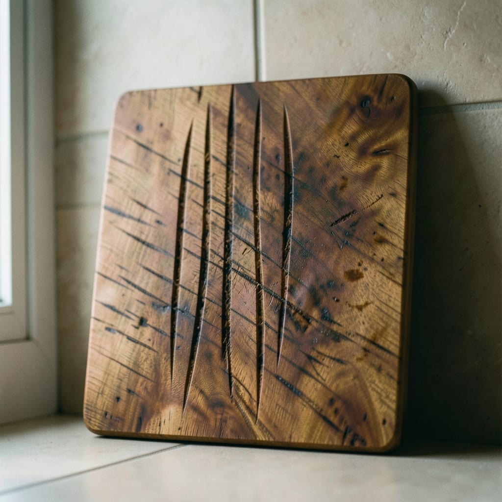 The wooden cutting board