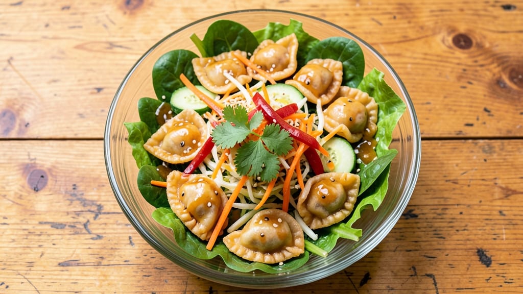 Asian Wonton Salad Recipe: Crispy Wonton Shells With Silky Peanut Dressing