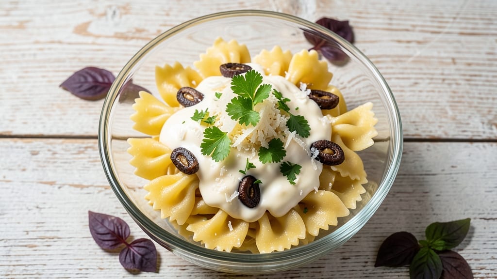 Bistro Pasta Salad Recipe: Anchovy-Parmesan Cream Base With Fresh Herb Zing