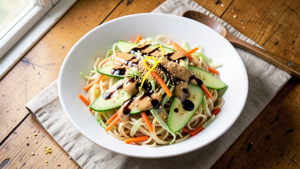 Asian Cabbage Noodle Salad Recipe: Crisp-Tender Rice Noodles With Tangy Peanut Dressing