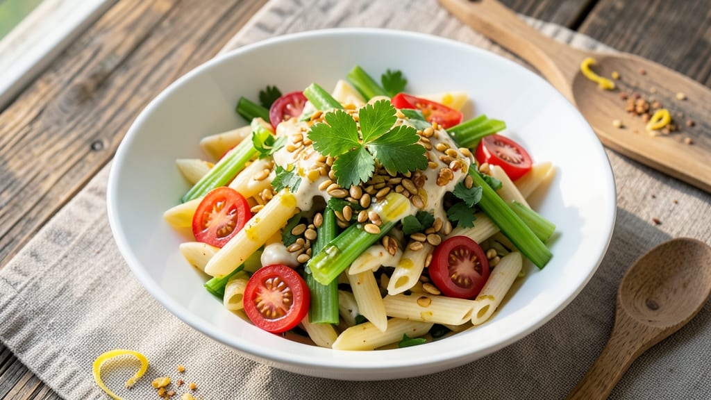 Byerlys Sunflower Pasta Salad Recipe: Crunchy Celery Crowns and Nutty Seed Zing