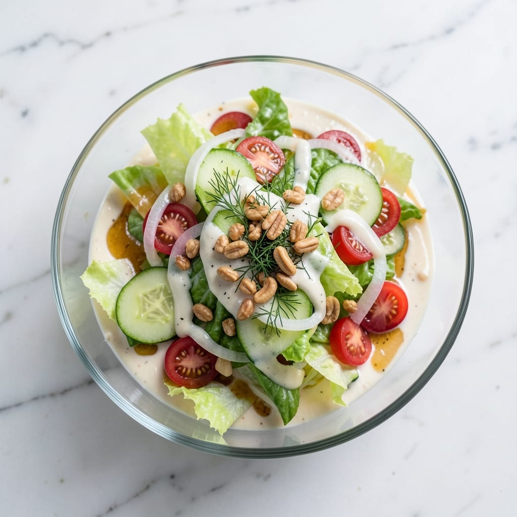 1000 Island Dressing Salad Recipe: Crunchy Croutons and Tangy Yogurt Magic