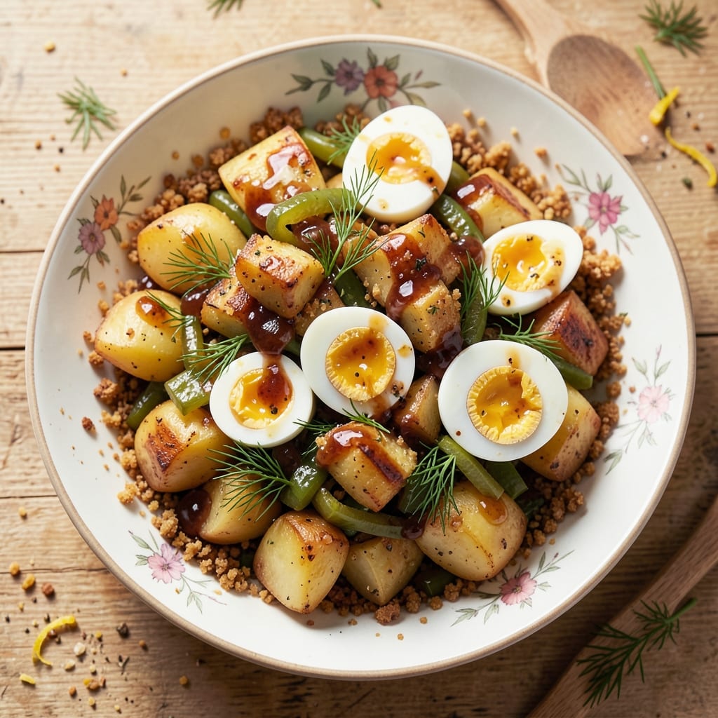Alternative Potato Salad Recipe: No-Mayo Creaminess With Crispy Pickle Bites