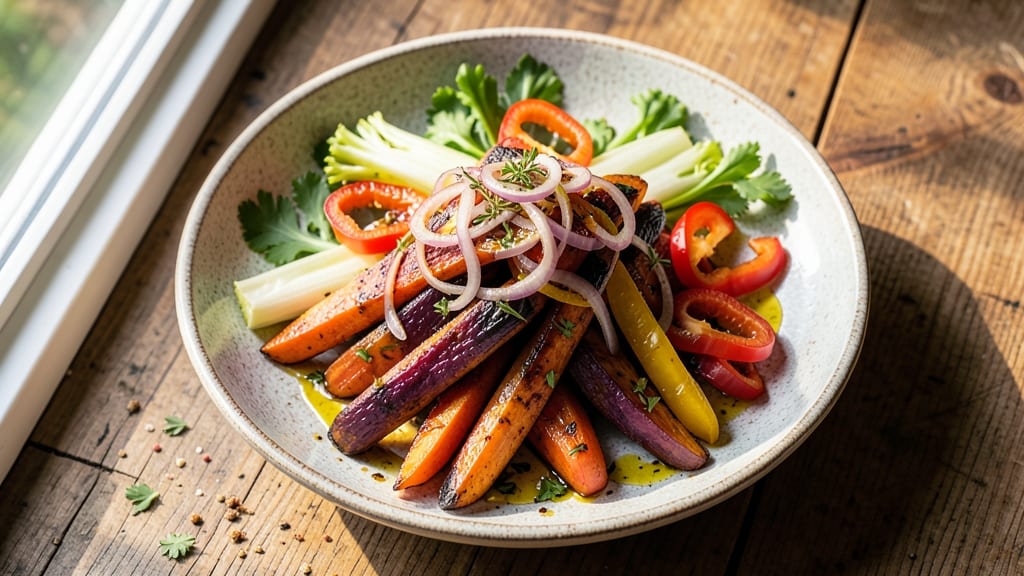 Best Roasted Vegetable Salad Recipe: Warm, Charred Veggies Over Crisp Celery Crowns