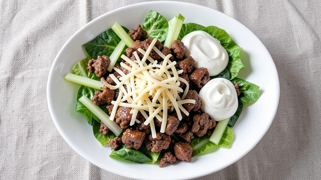 By Chloe's Taco Salad Recipe: Crunchy Celery Crowns Over Creamy Ranch Velout Bliss